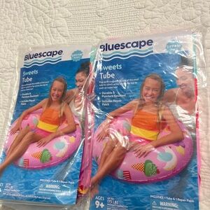 Lot of 2 BlueScape Pool Tube Pink Adult Sweets  Wide Inflated 31" x 8.5” 9+ Age